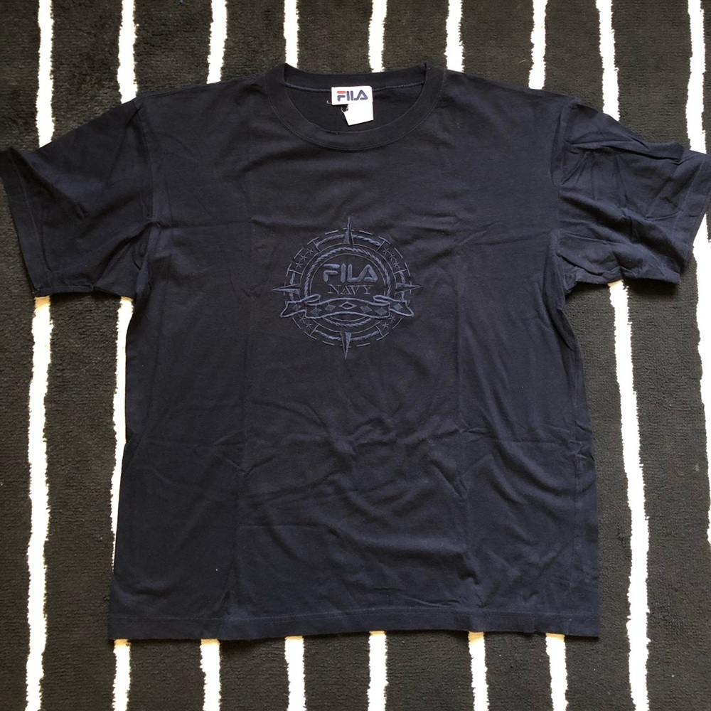 Vintage Fila Navy Compass T Shirt